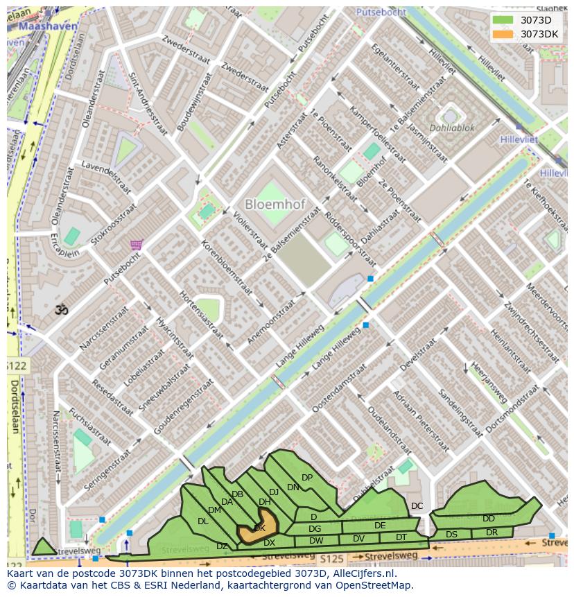 Afbeelding van het postcodegebied 3073 DK op de kaart.