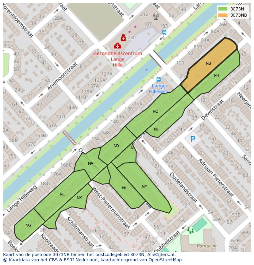 Afbeelding van het postcodegebied 3073 NB op de kaart.