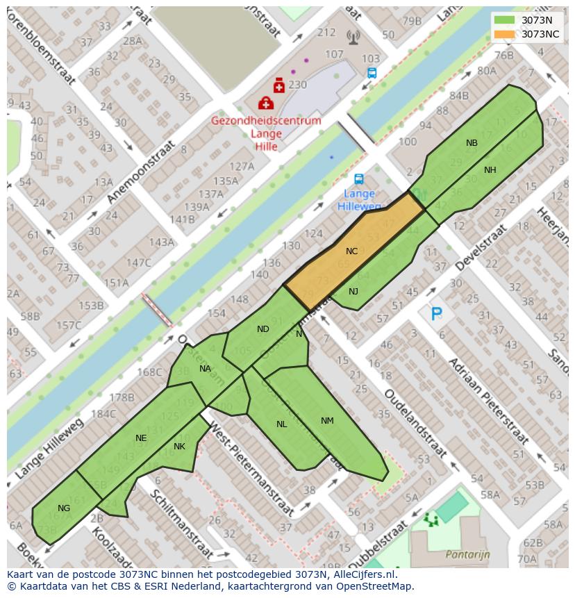 Afbeelding van het postcodegebied 3073 NC op de kaart.