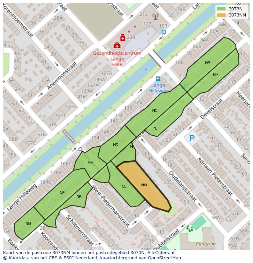 Afbeelding van het postcodegebied 3073 NM op de kaart.