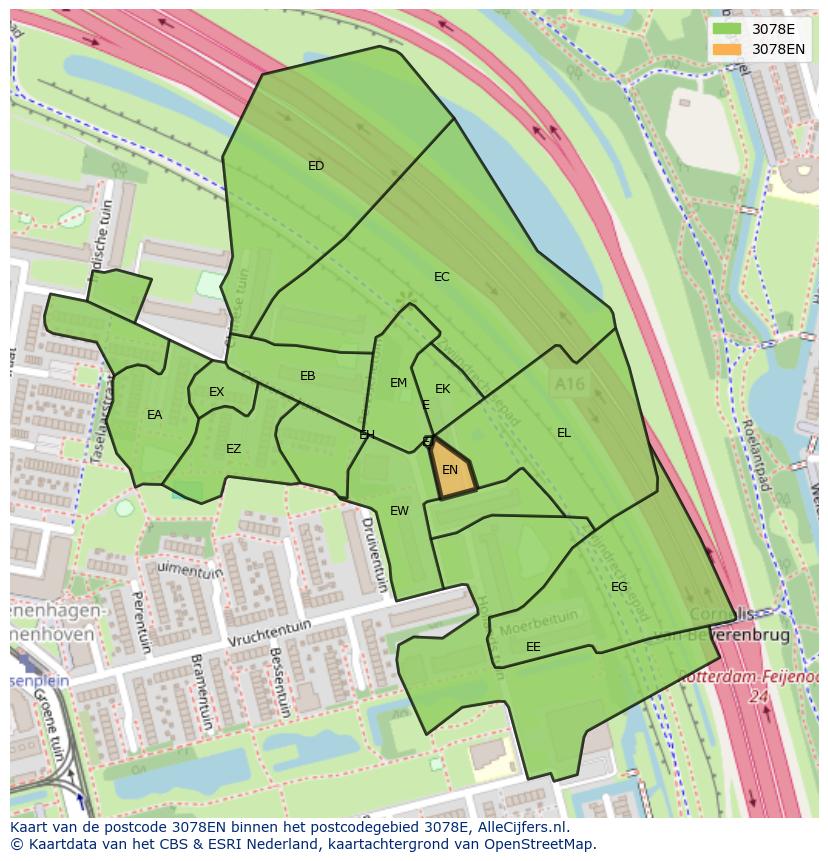 Afbeelding van het postcodegebied 3078 EN op de kaart.