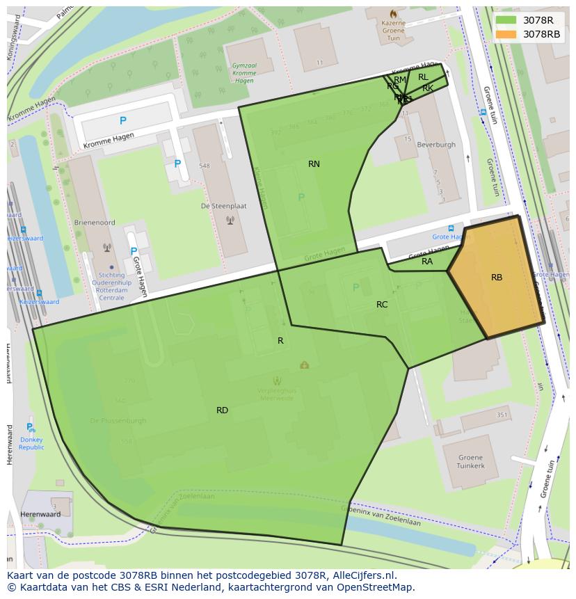 Afbeelding van het postcodegebied 3078 RB op de kaart.