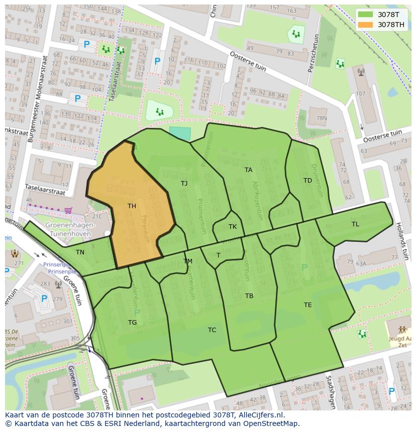 Afbeelding van het postcodegebied 3078 TH op de kaart.