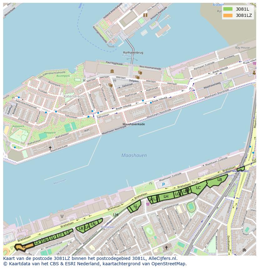 Afbeelding van het postcodegebied 3081 LZ op de kaart.