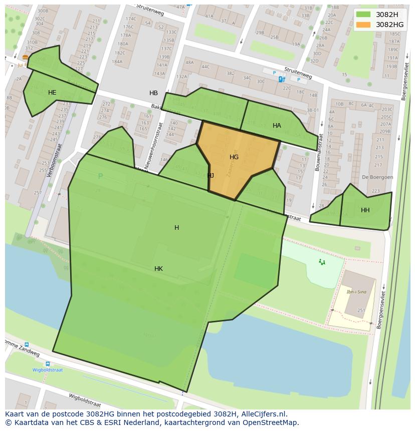 Afbeelding van het postcodegebied 3082 HG op de kaart.