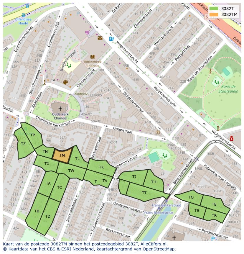 Afbeelding van het postcodegebied 3082 TM op de kaart.
