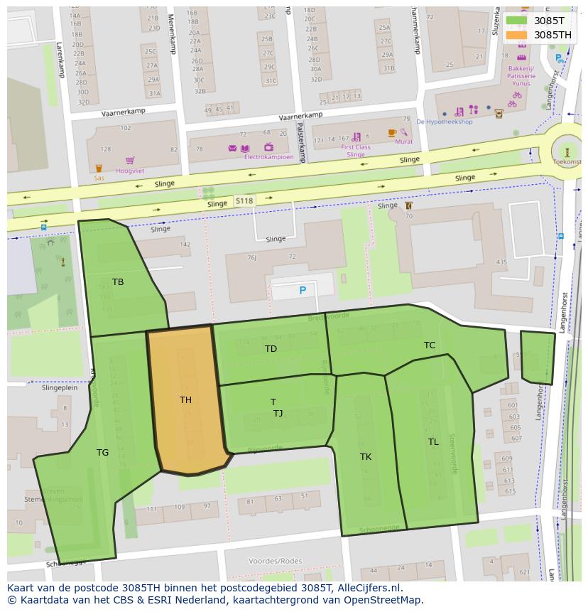 Afbeelding van het postcodegebied 3085 TH op de kaart.