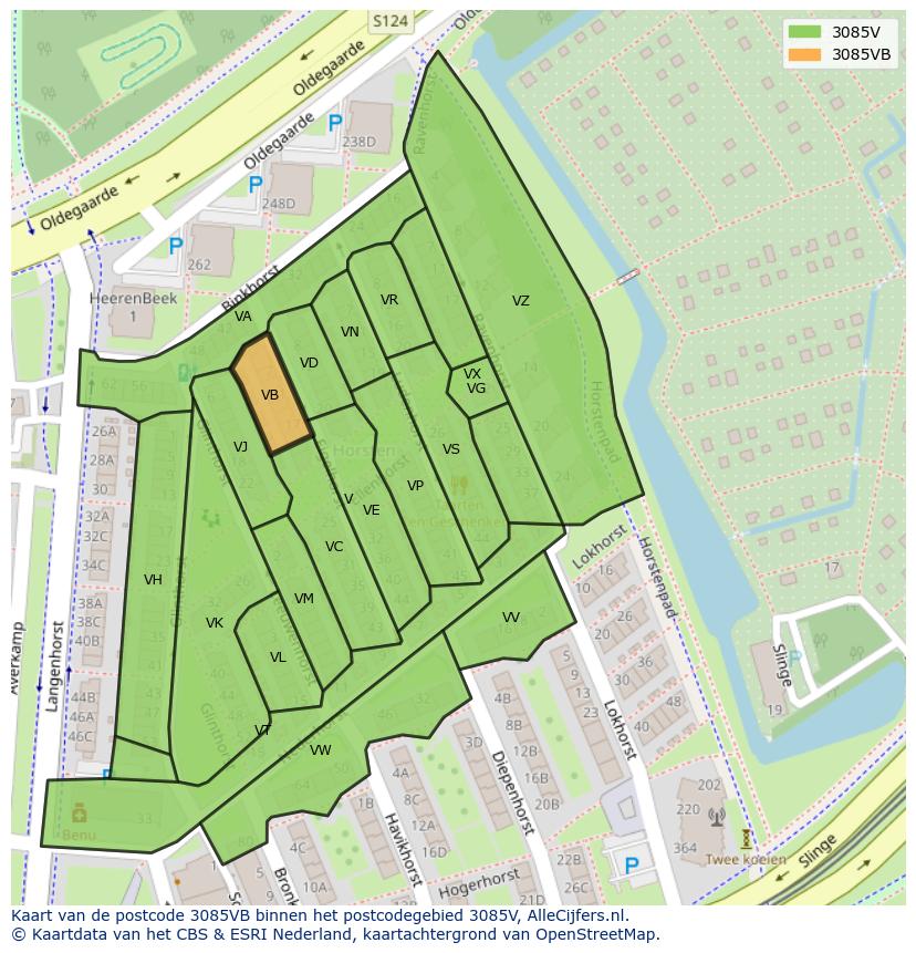 Afbeelding van het postcodegebied 3085 VB op de kaart.