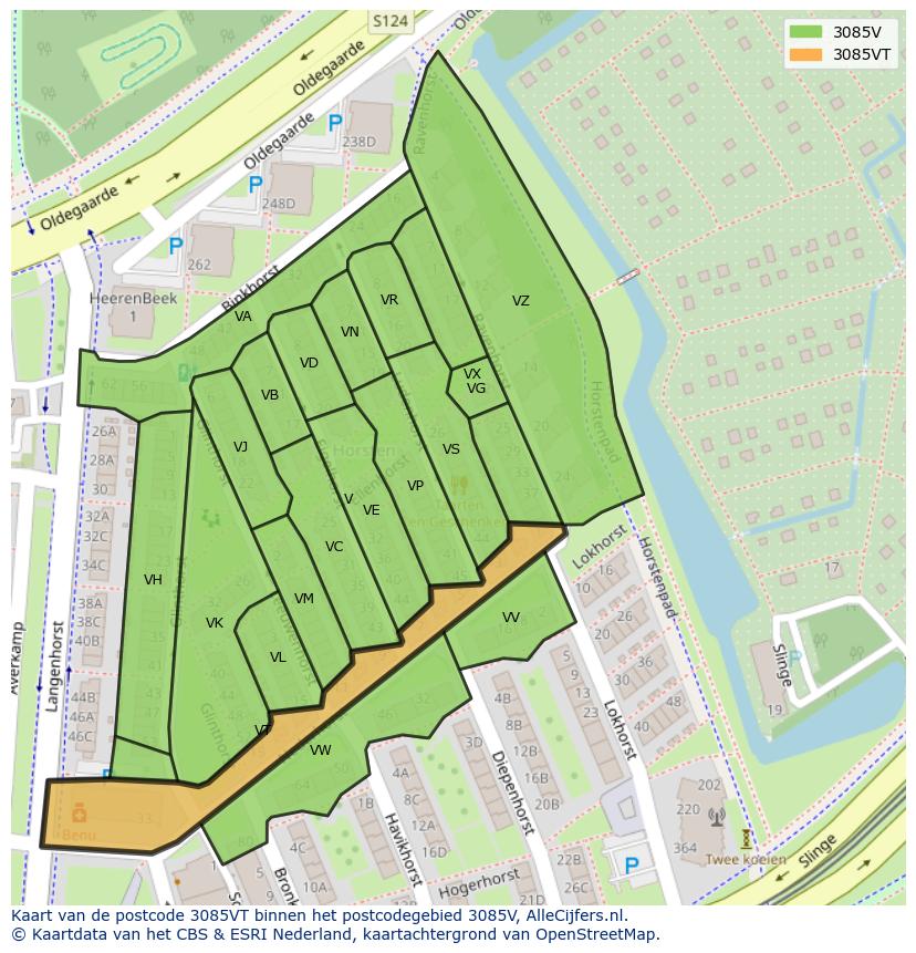 Afbeelding van het postcodegebied 3085 VT op de kaart.