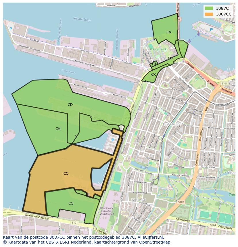 Afbeelding van het postcodegebied 3087 CC op de kaart.