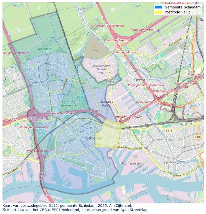Afbeelding van het postcodegebied 3112 op de kaart.