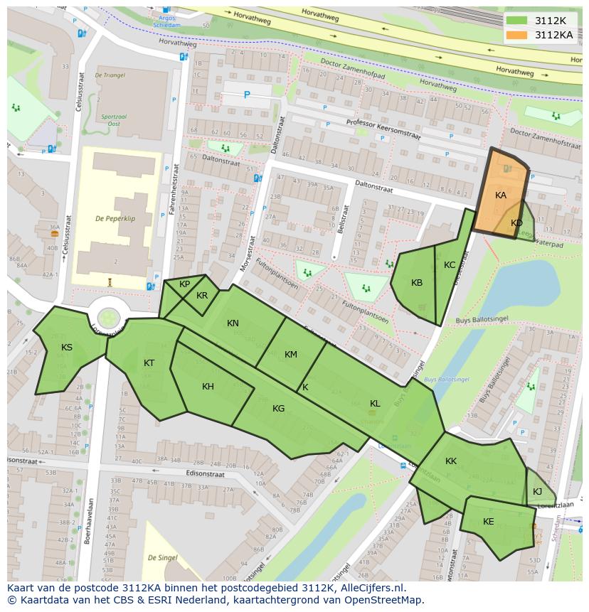 Afbeelding van het postcodegebied 3112 KA op de kaart.