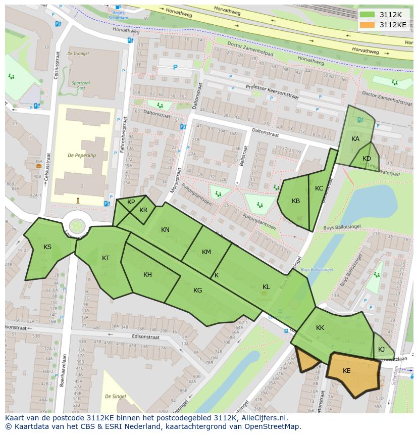 Afbeelding van het postcodegebied 3112 KE op de kaart.