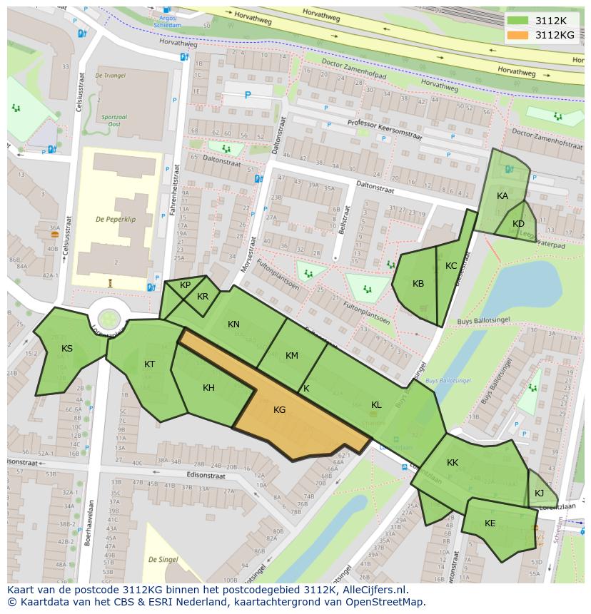 Afbeelding van het postcodegebied 3112 KG op de kaart.