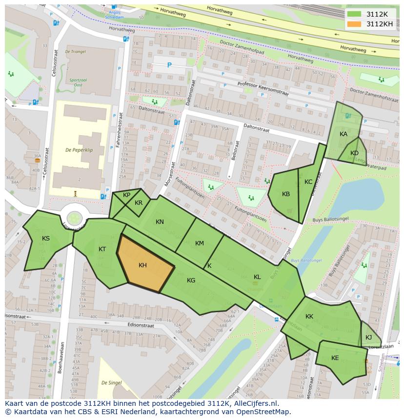 Afbeelding van het postcodegebied 3112 KH op de kaart.