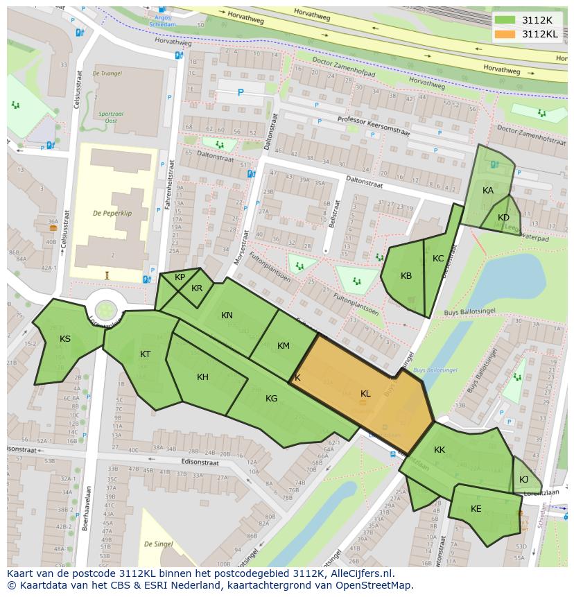 Afbeelding van het postcodegebied 3112 KL op de kaart.