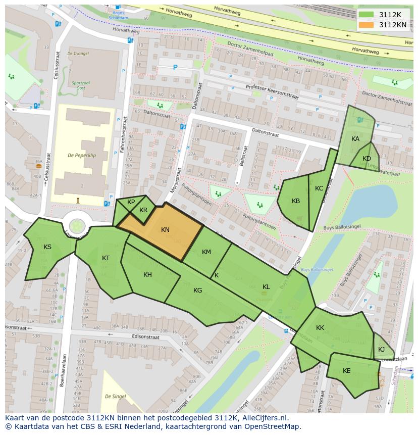 Afbeelding van het postcodegebied 3112 KN op de kaart.