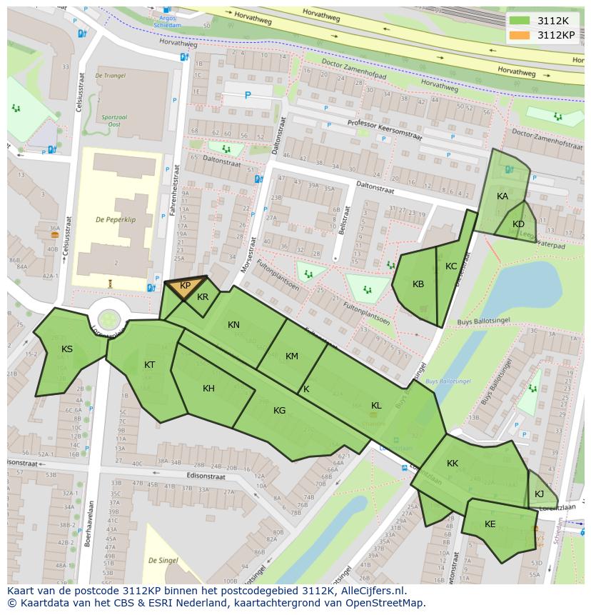 Afbeelding van het postcodegebied 3112 KP op de kaart.