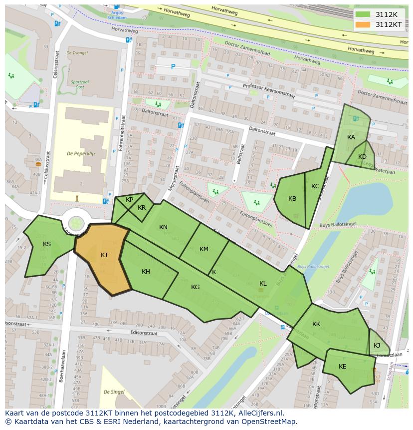 Afbeelding van het postcodegebied 3112 KT op de kaart.