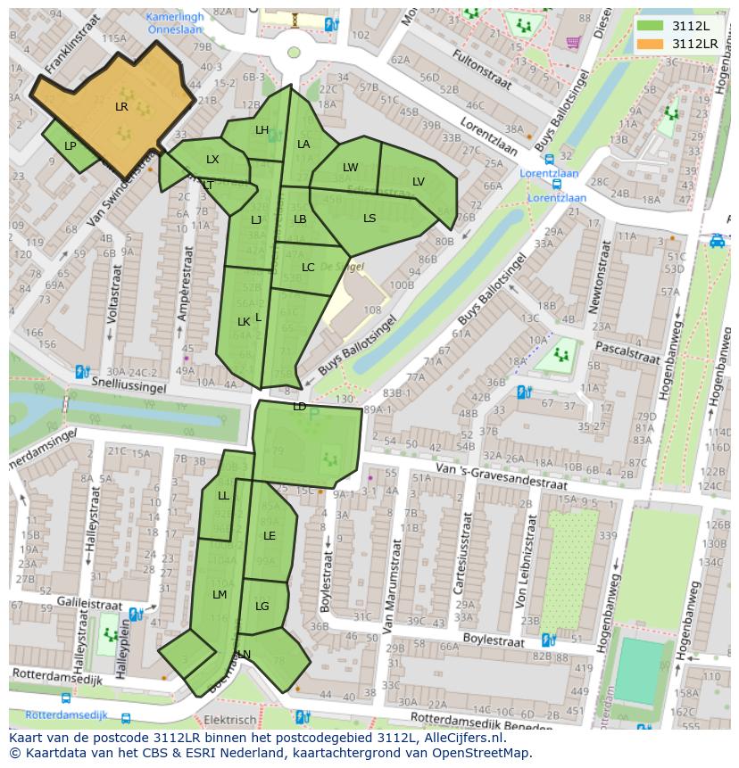 Afbeelding van het postcodegebied 3112 LR op de kaart.