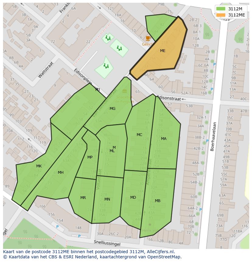Afbeelding van het postcodegebied 3112 ME op de kaart.