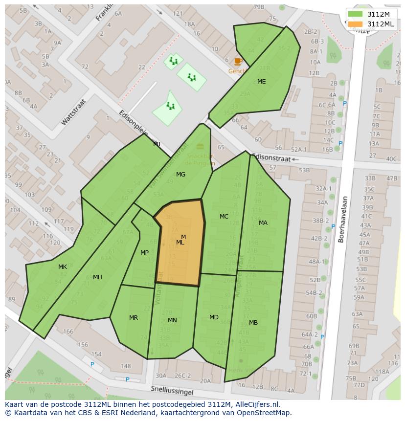 Afbeelding van het postcodegebied 3112 ML op de kaart.