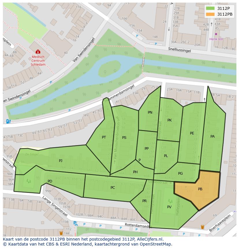 Afbeelding van het postcodegebied 3112 PB op de kaart.