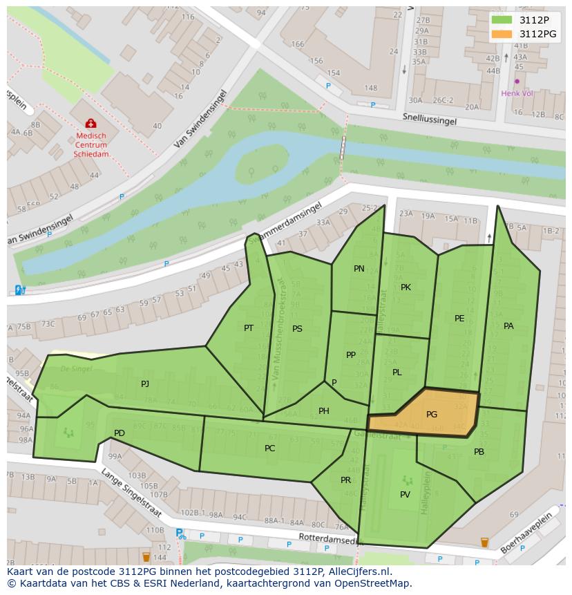 Afbeelding van het postcodegebied 3112 PG op de kaart.