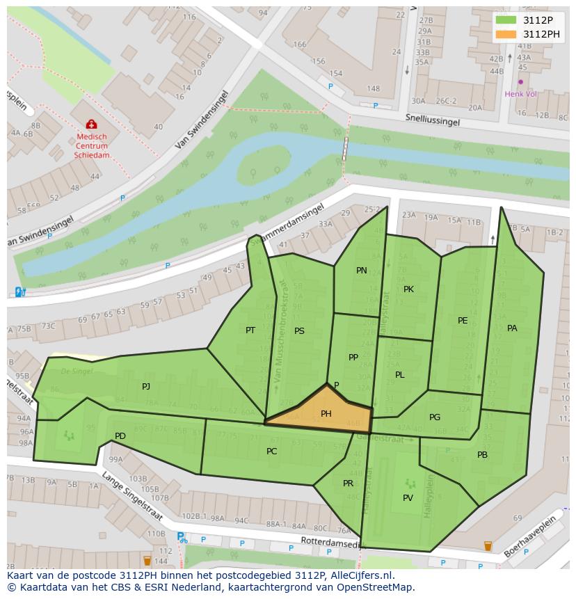 Afbeelding van het postcodegebied 3112 PH op de kaart.