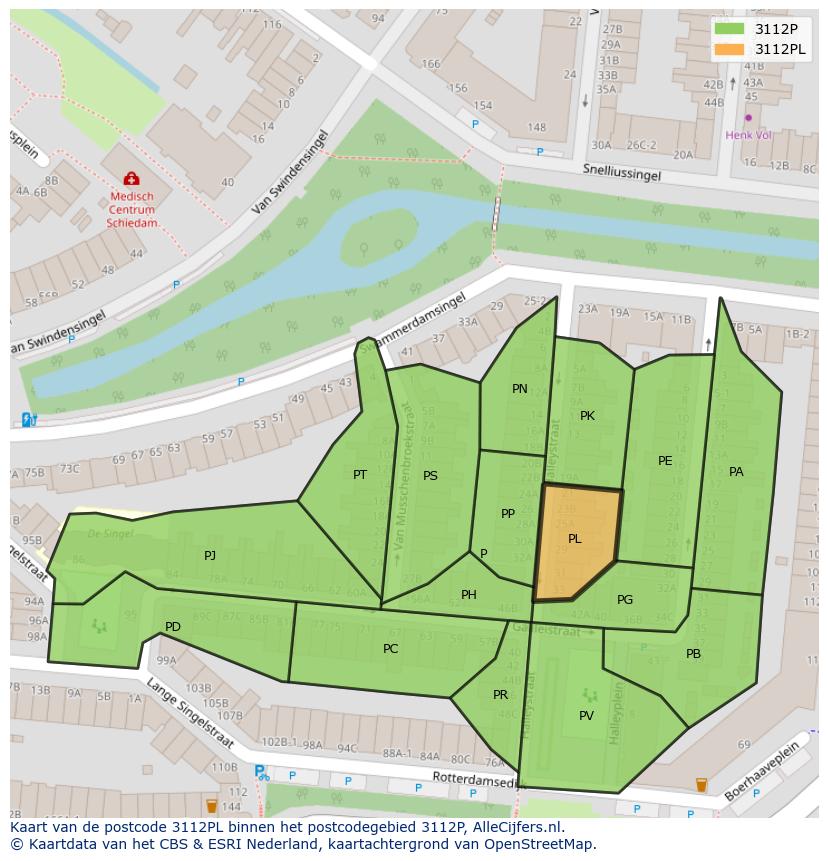 Afbeelding van het postcodegebied 3112 PL op de kaart.