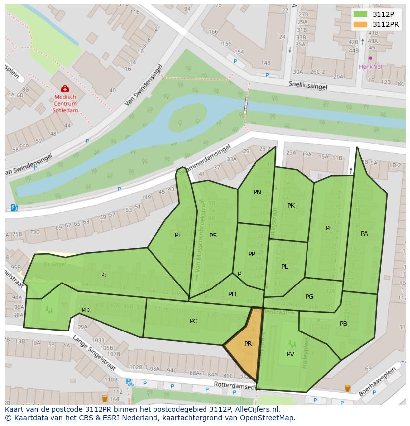 Afbeelding van het postcodegebied 3112 PR op de kaart.