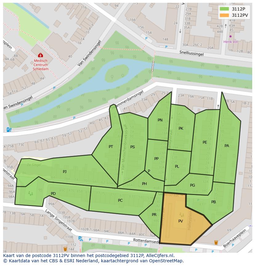 Afbeelding van het postcodegebied 3112 PV op de kaart.