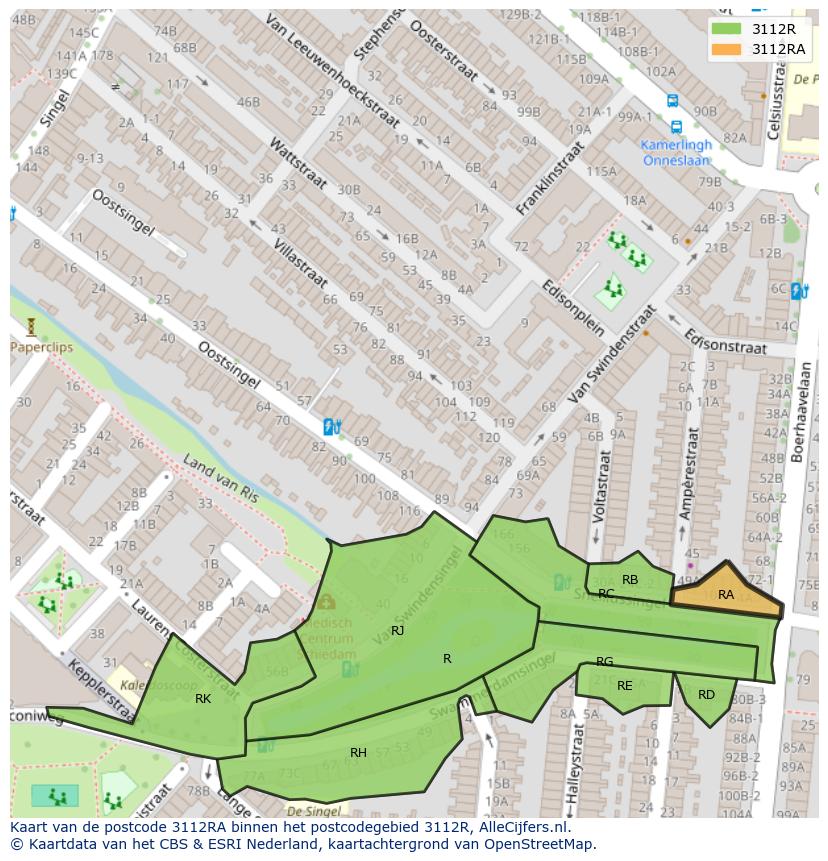 Afbeelding van het postcodegebied 3112 RA op de kaart.