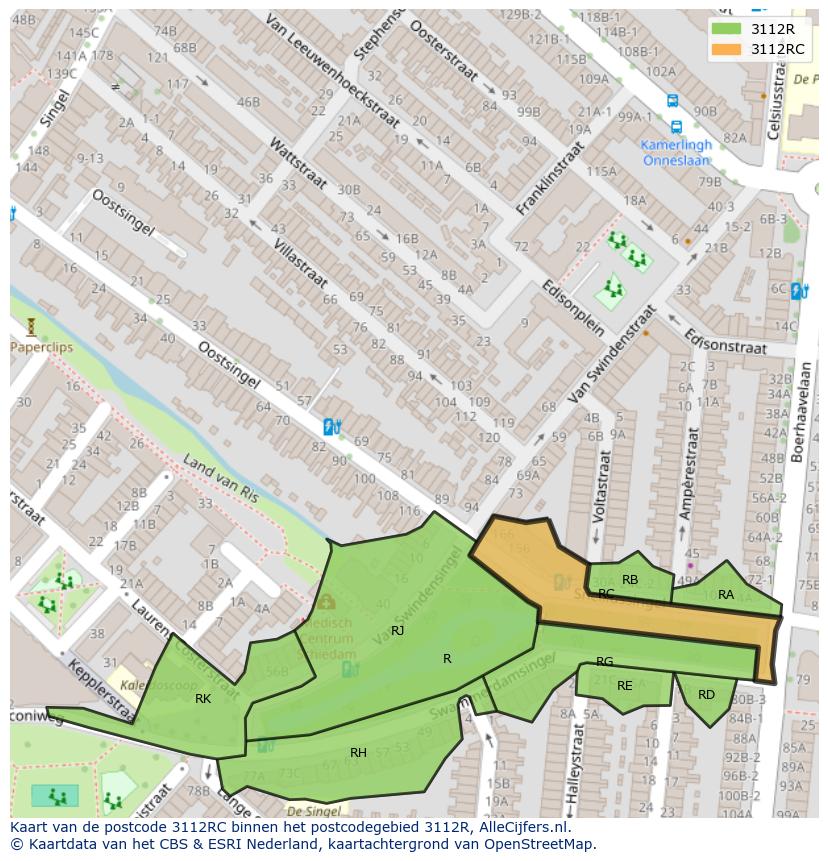 Afbeelding van het postcodegebied 3112 RC op de kaart.