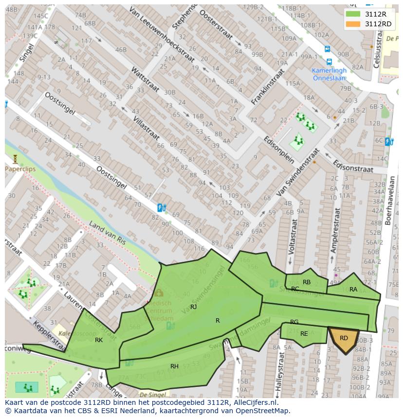 Afbeelding van het postcodegebied 3112 RD op de kaart.
