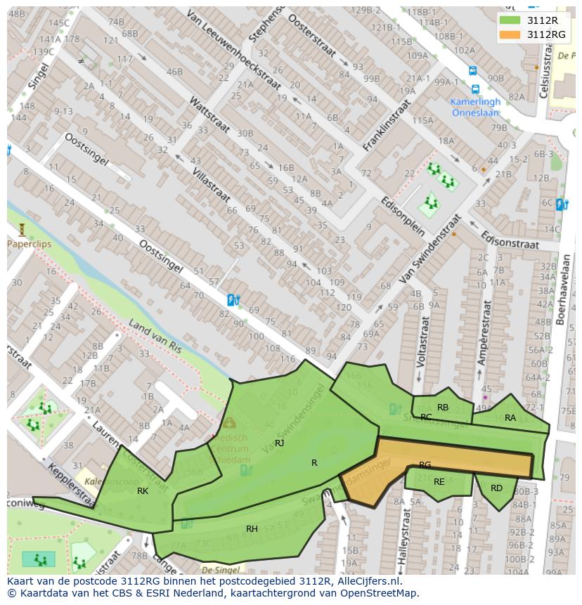 Afbeelding van het postcodegebied 3112 RG op de kaart.