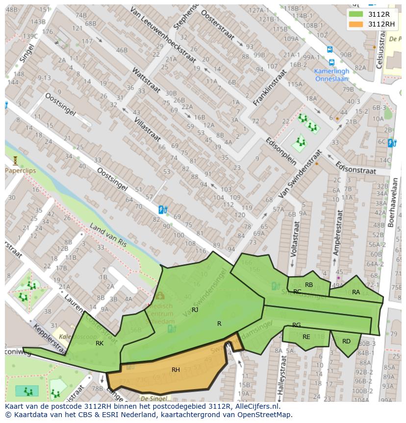 Afbeelding van het postcodegebied 3112 RH op de kaart.