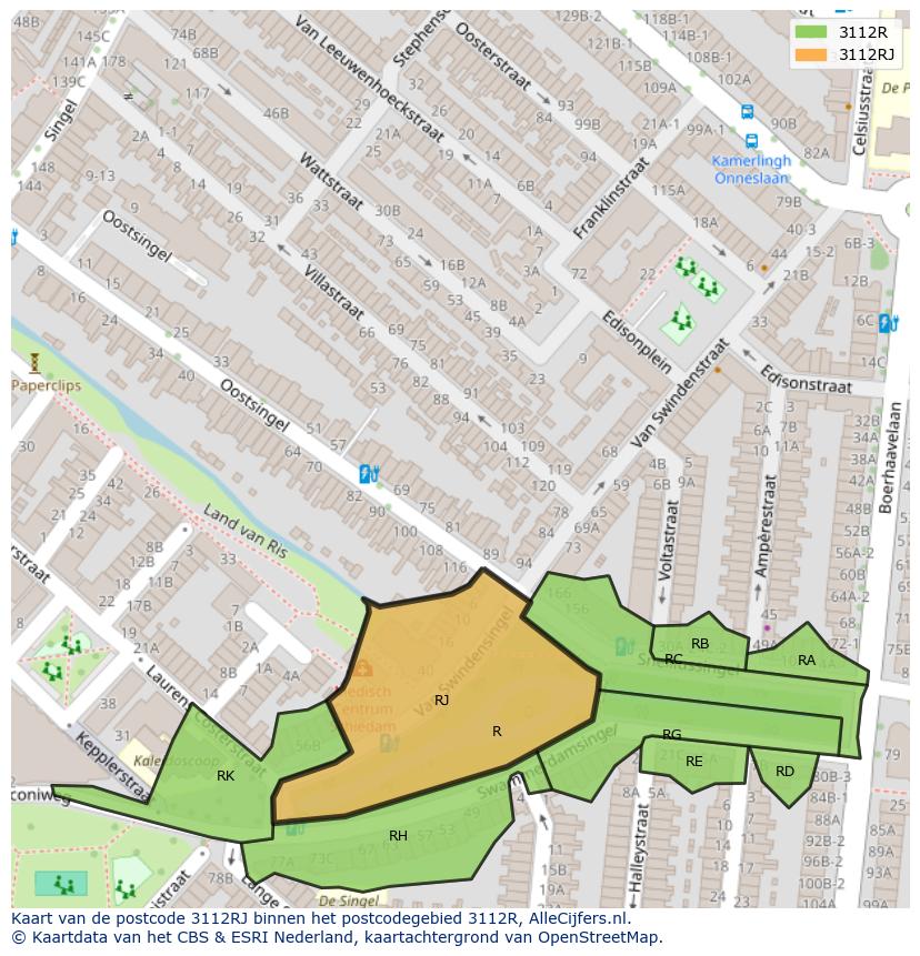 Afbeelding van het postcodegebied 3112 RJ op de kaart.
