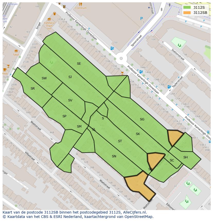 Afbeelding van het postcodegebied 3112 SB op de kaart.