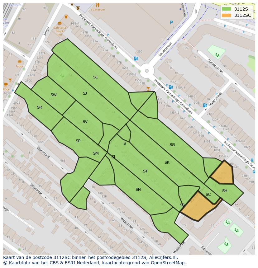 Afbeelding van het postcodegebied 3112 SC op de kaart.