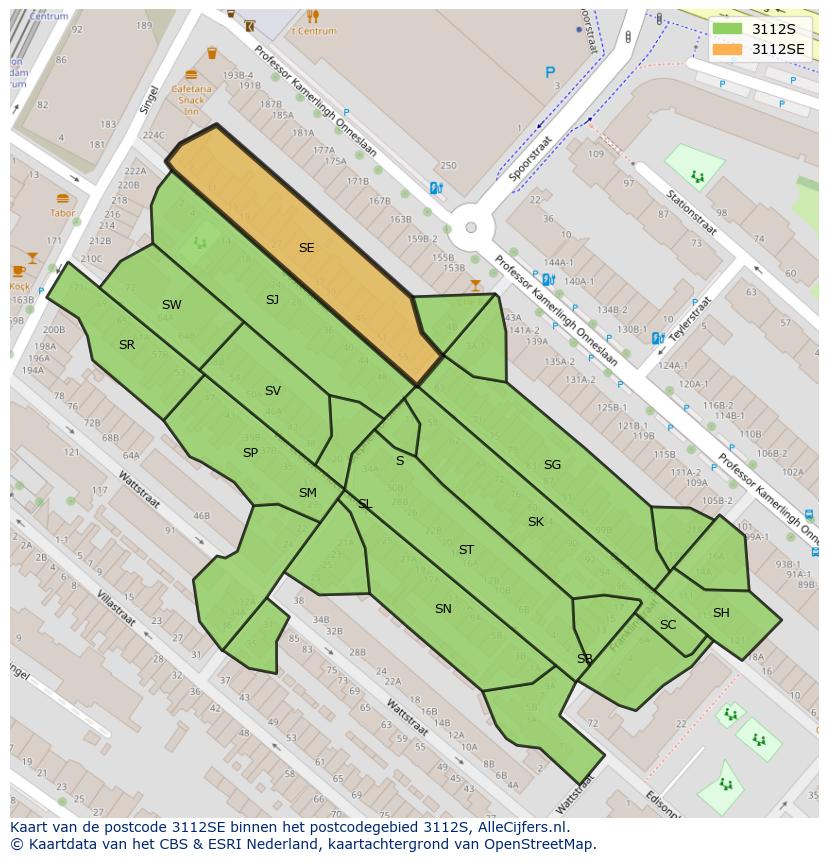 Afbeelding van het postcodegebied 3112 SE op de kaart.