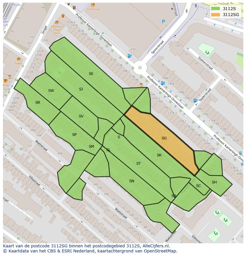 Afbeelding van het postcodegebied 3112 SG op de kaart.