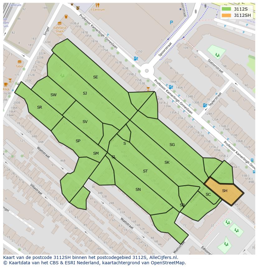 Afbeelding van het postcodegebied 3112 SH op de kaart.