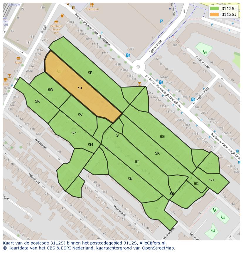 Afbeelding van het postcodegebied 3112 SJ op de kaart.