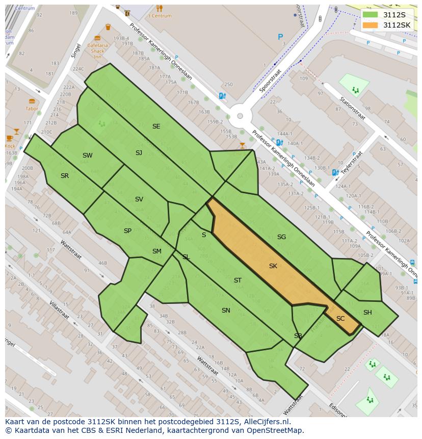 Afbeelding van het postcodegebied 3112 SK op de kaart.