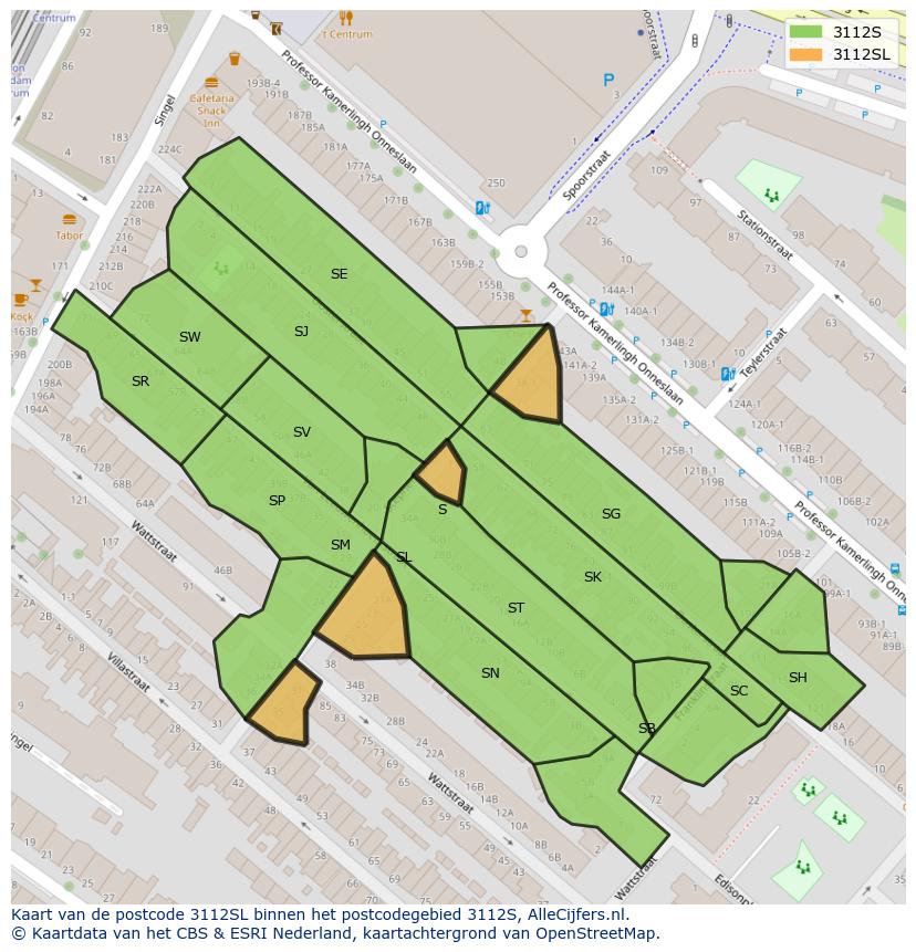 Afbeelding van het postcodegebied 3112 SL op de kaart.