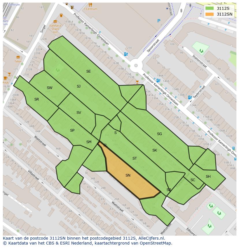 Afbeelding van het postcodegebied 3112 SN op de kaart.
