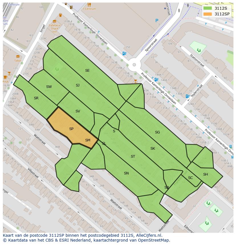 Afbeelding van het postcodegebied 3112 SP op de kaart.