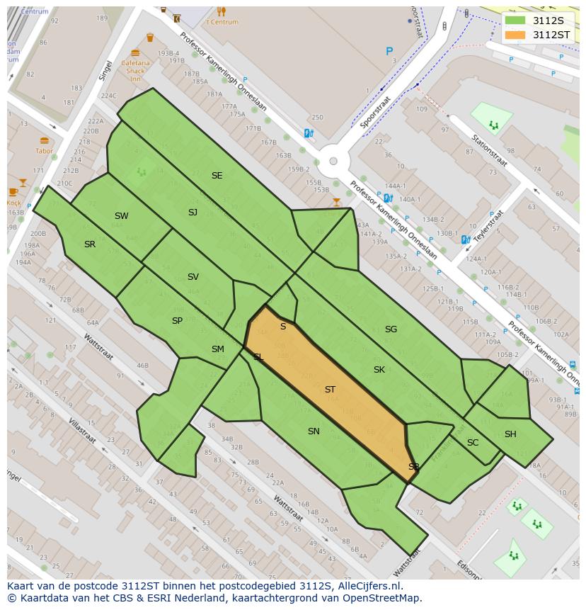 Afbeelding van het postcodegebied 3112 ST op de kaart.