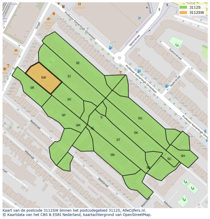 Afbeelding van het postcodegebied 3112 SW op de kaart.